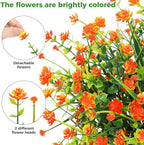 20 Bundles Artificial Flowers for Outdoors Fake Plastic Flowers UV Resistant Realistic Faux Plants Shrubs for Spring Summer Garden Porch Yard Patio Planter Window Box Home Decor, Orange