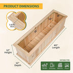Shine Company Premium Cedar Raised Garden Bed, Planter Box for Vegetables, Flowers, or Herbs 40" L x 12" D x 12" H