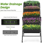 Homdox 4FT Vertical Garden Bed, 5 Tiers Raised Garden Planter, 25.6 * 26 * 48Inch with 4 Hooks & 4 Wheels, Vegetable Flower Stand for Garden Patio Yard, Black