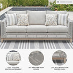 Signature Design by Ashley Seton Creek Cottage Nuvella Weather Resistant Fabric Outdoor Sofa with Cushion and 4 Throw Pillows, Light Brown & Light Gray