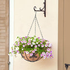 Hanging Baskets Planter for Plants, 2 Pack 10 Inch Round Metal Wire Hanging Flower Pots with Coco Coir Liner Chain, Plant Holder for Home Garden Balcony Decor