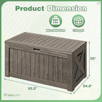 Greesum Outdoor Storage Box 120 Gallon Storage Bin with Lid for Patio Furniture, Garden Tools, Pool Supplies, Lockable, Waterproof and UV Resistant, Coffee