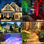 OurLeeme Lawn Flood Light Stake, 2-in-1 Waterproof Outdoor Remote controlle Landscape Lighting Spotlight Wall Light for Yard Garden Driveway Pathway Pool(2 Pack)