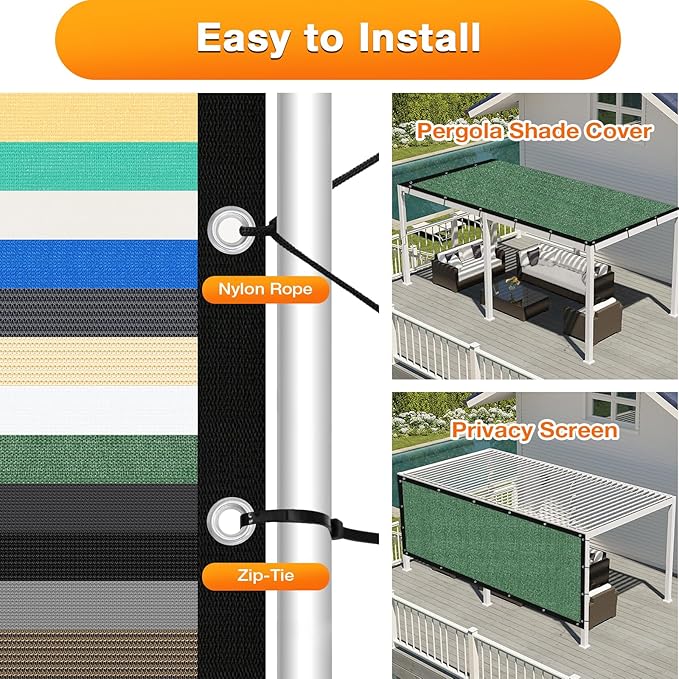 Artpuch Outdoor Pergola Shade Cover 7' X 14' Sun Shade Cloth with Grommets, 90% UV Protection Canopy Patio Privacy Screen (Customized Available) GN107, Green