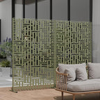 Casaphoria Metal Privacy Screen Outdoor, 72" H x 47" W Freestanding Decorative Privacy Screen for Patio Deck Balcony Garden with Stable Base, Green-Helen