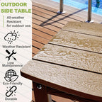 Y&M Outdoor Side Table, HIPS Adirondack Small Single Table, Waterproof Square Outside Table, Balcony Modern End Tables for Patio, Pool, Beach, Porch, Deck, Indoor or Outdoor Use (Brown, 2 Pack)