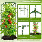 Legigo 2 Pack Square Tomato Cages for Garden- Up to 45 Inch Tomato Trellis Plant Cages Support, Tomato Stakes and Supports Cage for Climbing Vegetables Raised Garden Bed Cucumbers Peppers Flowers
