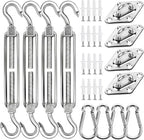 yofit 44 Pcs Shade Sail Hardware Kit, 6 Inch Outdoor Sun Sail Accessories, 304 Stainless Steel Turnbuckles & Brackets for Triangle/Rectangle Sails, Patio Canopy Installation Hardware Set Waterproof