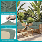 Patio Cushion Covers 12 Pack, Matcha Green Stretch Outdoor Sofa Slipcovers