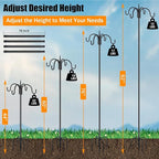 FEED GARDEN [Upgrade Version 92 Inch Four Shepherd Hooks for Outdoor,Bird Feeder Pole with 5 Prong Base, Adjustable Shepard Hooks for Hanging Plant, Solar Lanterns, Wind Chimes, 2 Pack