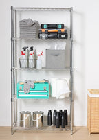 Amazon Basics 5-Shelf Adjustable Heavy Duty Steel Wire Rack, Space Saving Storage Shelving Organizer for Kitchen, Garage, No-Tool Assembly, 350 lbs Weight Capacity, 36" x 14" x 72", Chrome