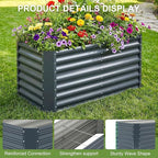4x2x2ft (2 Pack) Raised Garden Bed - Galvanized Deep Root Planter Boxes Outdoor with Wing Nuts and Safety Edges for Gardening Vegetables, Flowers, Herbs, Succulents - Gray