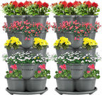 VIVOSUN 2-Pack 5 Tier Vertical Gardening Stackable Planter for Strawberries, Flowers, Herbs, Vegetables, Grey