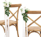 Artificial Rose Chair Flowers, White, Set of 10 for Wedding Aisle Decor