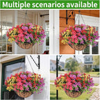 Artificial Hanging Flower for Outdoors, Fake Hanging Basket for Outside,1 Hanging Basket with 13 Pcs Faux Silk Flowers for Porch, Balcony and Patio Decor(Mixed)