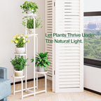Plant Stand Indoor Outdoor 5 Tier Metal Plant Shelf for Multiple Plants Corner Flower Holders for Living Room Balcony Bedroom Patio Garden, Black (White, 5-Tier)
