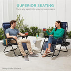 Best Choice Products Set of 2 Adjustable Steel Mesh Zero Gravity Lounge Chair Recliners w/Pillows and Cup Holder Trays - Marine
