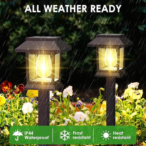 12 Pack Solar Pathway Lights Waterproof – Brown