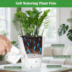 KIMCHOMERSE Self Watering Plant Pots, 6 Inch Plant Pots White, 6 Pack Flowers Pot Indoor Planter Pots with Tray for Spider Plant, Orchid, African Violet