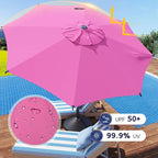 Abba Patio 9FT Lyon Outdoor Patio Umbrella Outdoor Table Umbrella with Crank Market Umbrella 8 Sturdy Ribs UV Protection Waterproof and Push Button Tilt for Garden Deck Backyard Pool,Pink