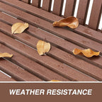Psilvam Garden Bench, 2-Person Poly Lumber Patio Bench, All-Weather Outdoor Bench That Never Rot and Fade, Suit for Garden, Porch and Park (Brown)