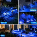 T-SUNUS Solar Spot Lights Blue Metal Outdoor Christmas Spotlights with 9.8ft Cable, IP65 Waterproof Separated Panel for Yard Driveway Pathway Pool Tree Patio Landscaping Wall Flag Trees Halloween