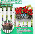 MADHOLLY Railing Planter with Drainage Holes - Sturdy Bucket Pots for Railing Fence, Countryside Style Metal Flower Pots for Herbs Balcony Garden Yard Decor, 4Pcs, White