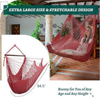 Bathonly Large Hammock Chair with Spreader Bar, Caribbean Hammock Swing Chair, XL Hammock Chair Outdoor Indoor, 330 LBS Weight Capacity, Red