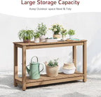 Stoog All-Weather Patio Console Table, 2-Tier Outdoor Table with Adjustable Feet, Never Fade or Rot, for Backyard, Deck, Entryway, and Garden, Teak