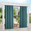 NICETOWN 2 Panels Outdoor Curtains for Patio Waterproof & Windproof, Thermal Insulated Rustproof Top and Bottom Grommet Blackout Outdoor Curtain Drapes for Pergola, W52 by L95, Teal