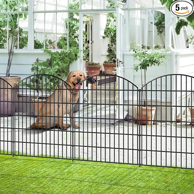Decorative Metal Garden Fence Outdoor CTW3643, 43.2in H x 14.75 ft L, No Dig by FOREHOGARGARDEN%EF%BC%86HOME