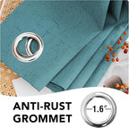 H.VERSAILTEX Linen Blackout Curtains 45 Inches Long 100% Absolutely Blackout Thermal Insulated Textured Linen Look Curtain Draperies Anti-Rust Grommet, Energy Saving with White Liner, 2 Panels, Teal