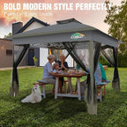 COBIZI Gazebo 13x13 Pop Up Canopy, Gazebos on Clearance - Canopy Tent with Mosquito Netting for Lawn, Garden, Backyard & Patio - Carpas para Patio- Water Resistant and UPF50+ (Gray)