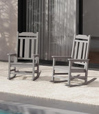 SERWALL Oversized Rocking Chair Set of 2 Outdoor, HDPE Outdoor Rocking Chair Set of 2, Space Gray