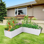 A ANLEOLIFE 8-Pack 4X4X1.5ft & 74x74x18in Deep Root Galvanized Raised Garden Beds Outdoor for Planting Vegetables Flowers Herb, Antique White