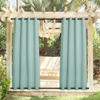 NICETOWN 2 Panels Weighted Outdoor Curtains 95 inch Long, Stainless Grommet Top & Bottom, Waterproof & Windproof Thermal Insulated Sun Blocking Privacy Curtains for Gazebo/Pergola, Aqua Blue, 52" W