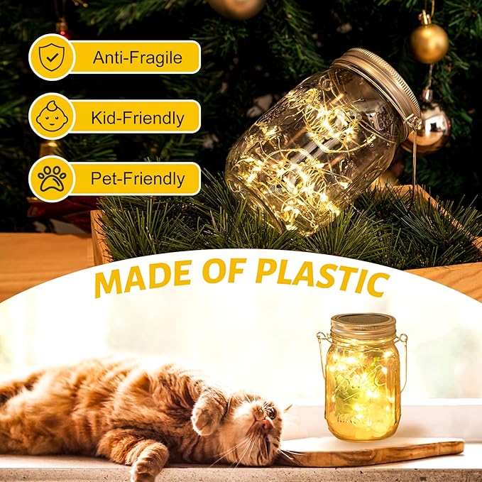 Solar Lanterns, 8 Pack Mason Jar Lights with Warm White LEDs