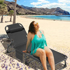 MOPHOTO Folding Chaise Lounge Chair 5-Position, Folding Cot, Heavy Duty Patio - Image 2