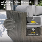 Aoxun Patio Furniture Set, 7 Piece Outdoor Sectional Sofas with Waterproof Cover, Wicker Rattan Outdoor Furniture Patio Conversation Set for Backyard, Garden Light Grey