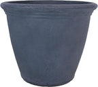 Sunnydaze 20-Inch Anjelica Large Plastic Pot for Plants - Outdoor Double-Walled Large Plastic Planter with Drillable Drainage Holes - Slate - 4pk