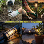 Solar Lights Outdoor Waterproof, 8 Pack 21" Solar Pathway Lights with Metal & Glass, Auto On/Off Garden Lights for Yard, Landscape, Driveway Walkway