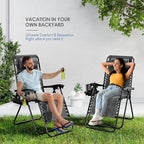 Nestl Zero Gravity Chairs Set of 6, Patio Lounge Chair Outdoor with Pillows & Cup Holder Trays, Adjustable Steel Mesh Reclining Camping Chair, Folding Patio Lawn Chair for Deck, Beach, Yard - Grey