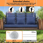 3-Person Wicker Porch Swing Chair Heavy Duty 900 LBS Outdoor Rattan Patio Swing - Image 5