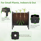 LUE BONA Outdoor Plant Pots, 13.7" x 12.5" x 14.5" HDPS Flower Pots with Drainage Holes, Outdoor Planters Boxes for Outdoor Plants - Porch Patio, Garden or Entryway, Black