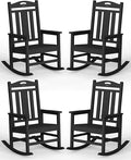 Oversized Outdoor Rocking Chairs Set of 4 – Black