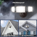 Onforu 100W 11000LM Flood Lights Outdoor, Brightness Security LED Flood Lights with 3 Adjustable Heads, Switch Controlled, IP65 Waterproof 6500K Outside Exterior Flood Light for Yard Garage Eave Patio