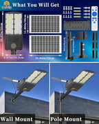 Solar Street Light, 104 LED Beads, 40000mAh Battery, Black Aluminum