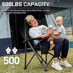 EVER ADVANCED Oversized Folding Camping Chair for Adults, Heavy Duty Lawn Chair with Side Pockets, Portable Collapsible Quad Chair for Outside, Support Up to 500lbs, Black 2PACK
