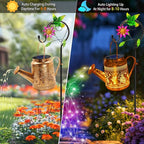 2 Pack Solar Lanterns Outdoor Waterproof,Hummingbird Watering Can Garden Decor,Hanging Solar Path Lights Yard Art,Outside Patio Decorations Gardening Christmas Gifts for Mom Grandma Women (with Hook)