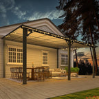 AECOJOY 16' x 12' Gazebo Outdoor Pergola for Patio, 12x16 Large Wall-Mounted Hard Top Lean to Metal Gazebo Shelter Pergolas and Gazebos Clearance with Patio Roof, Heavy Duty Awnings for Decks